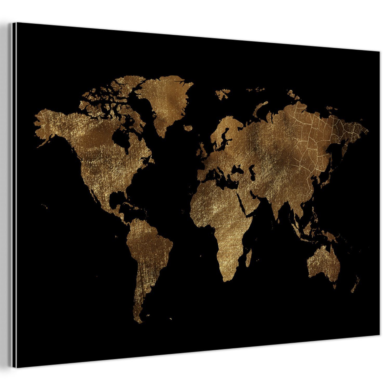 MuchoWow Metallbild Weltkarte - Gold - Luxus - Erde - Schwarz, Inkl. Aufhän günstig online kaufen
