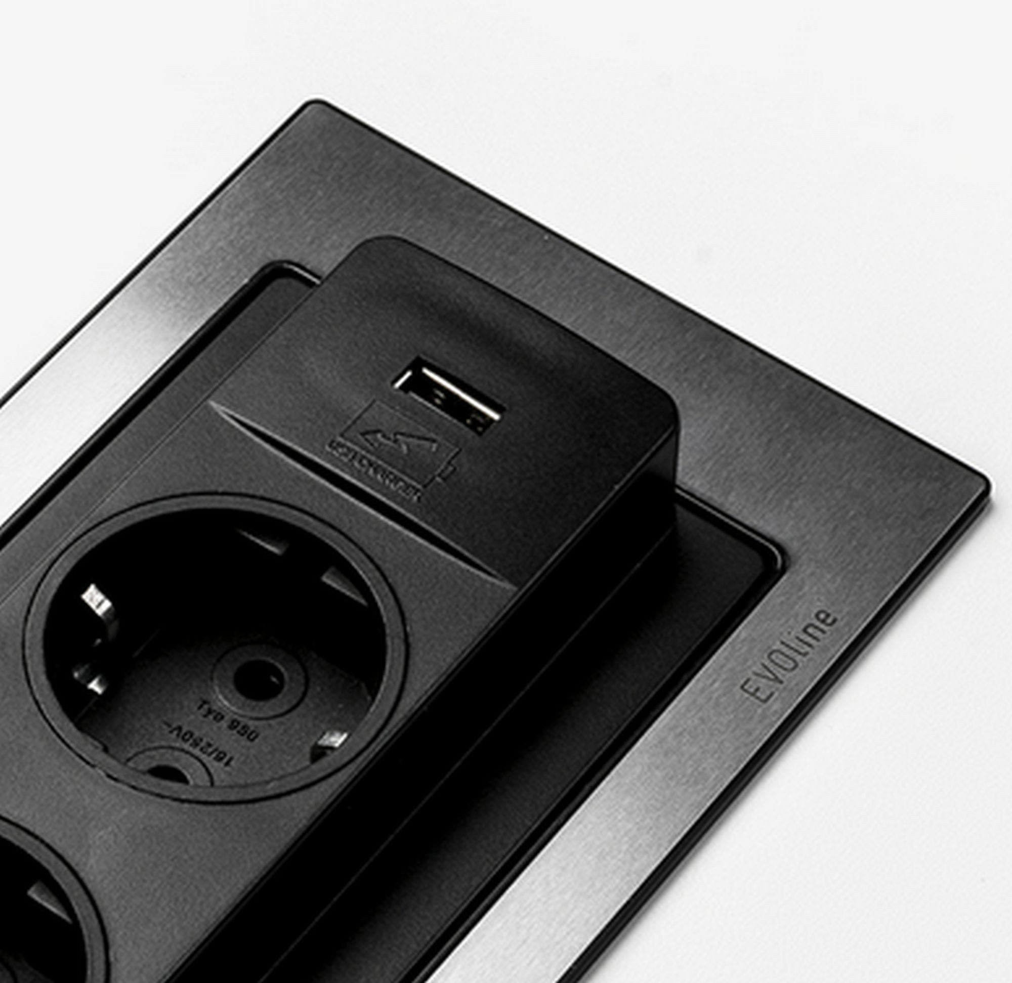 Evoline Einbausteckdose Küche EVOline BackFlip Küchensteckdos USB C versenkbar Einbau-Tischsteckdose 3-fach (USB-Anschlüsse, Schutzkontaktstecker)