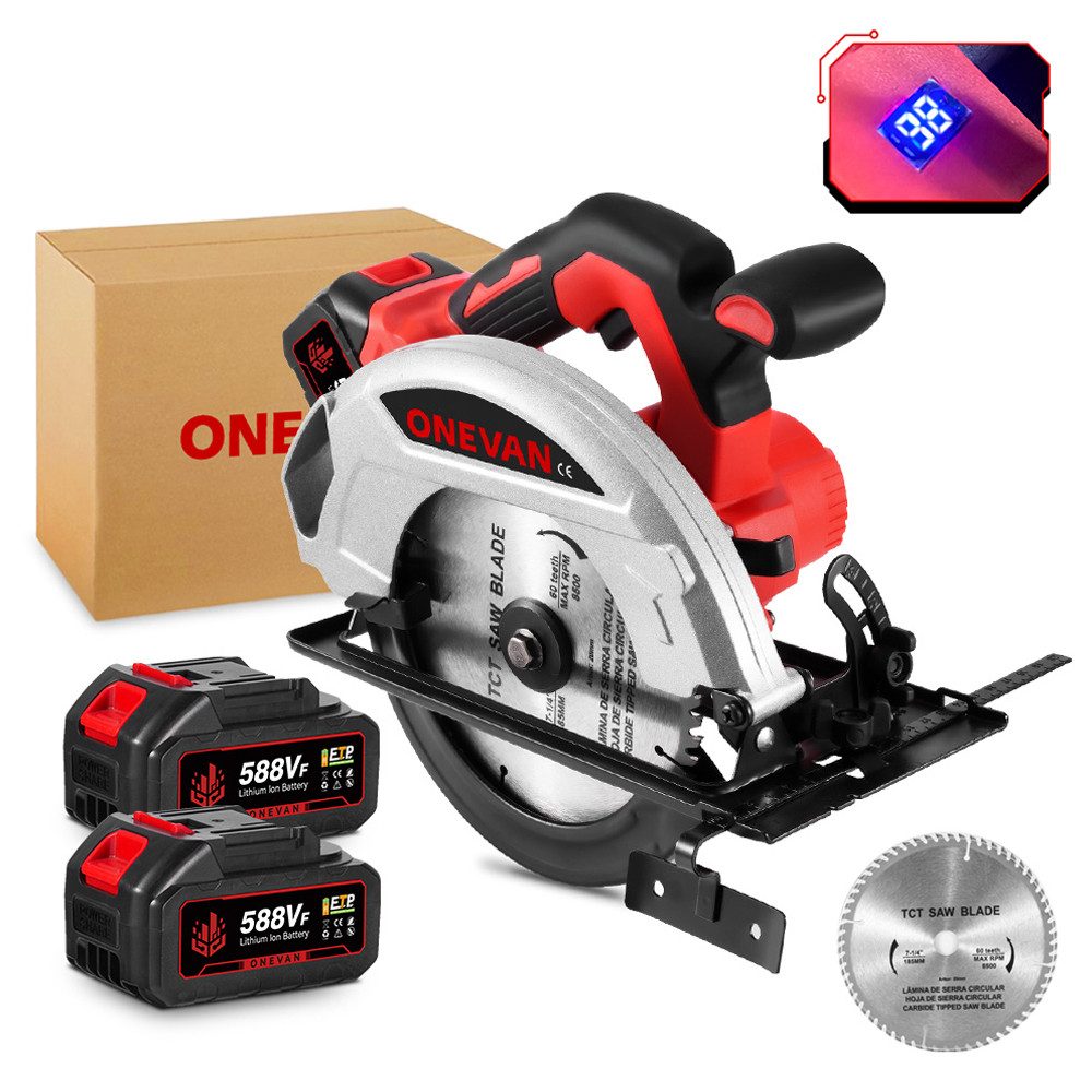 ONEVAN Akku-Handkreissäge Bürstenlose Akku Kreissäge 9000 U/min Sägeblattdu günstig online kaufen