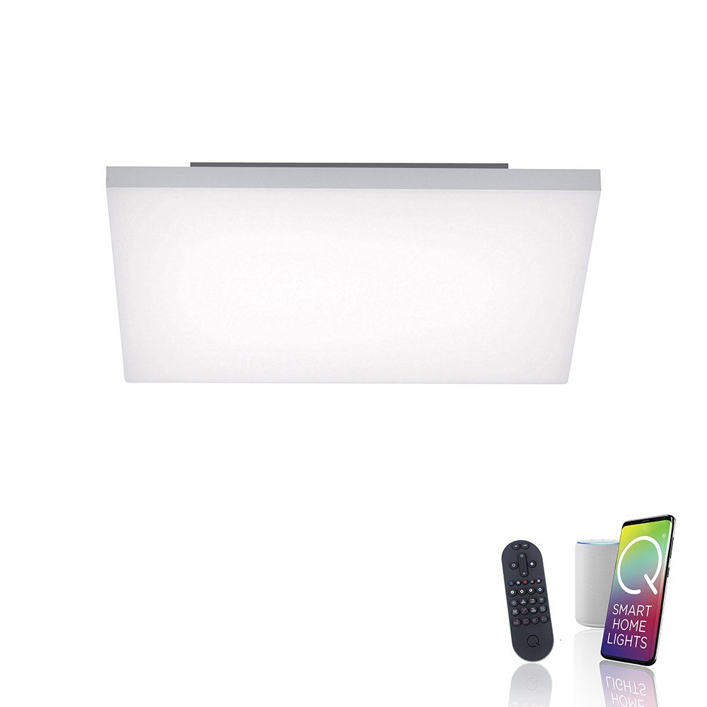 Paul Neuhaus Smarte LED-Leuchte LED Panel Deckenlampe Q - FRAMELESS Smart Home, Smart Home, CCT-Farbtemperaturregelung, RGB-Farbwechsel, Dimmfunktion, mit Leuchtmittel, warmweiß bis kaltweiß, Farbwechsel CCT RGB per Fernbedienung App Sprache