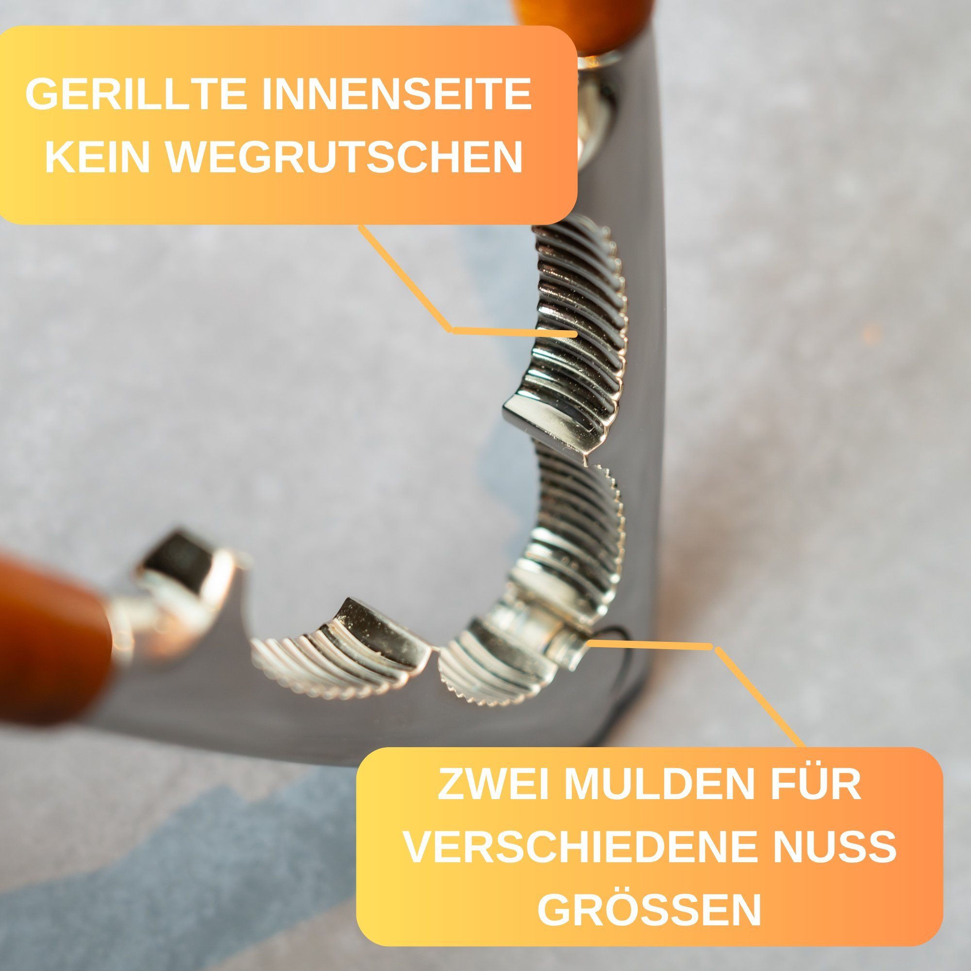 Thiru Nussknacker Basic edeler Holzgriff - Für Walnüsse, Haselnüsse, Paranüsse, (1-tlg., 1er Set), Knacken ohne Kernzerquetschung