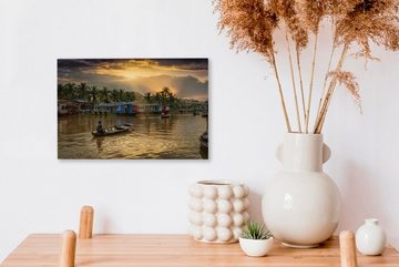 OneMillionCanvasses® Leinwandbild Boot auf dem Thu-Bon-Fluss in Hoi An in Vietnam, (1 St), Wandbild Leinwandbilder, Aufhängefertig, Wanddeko, 30x20 cm