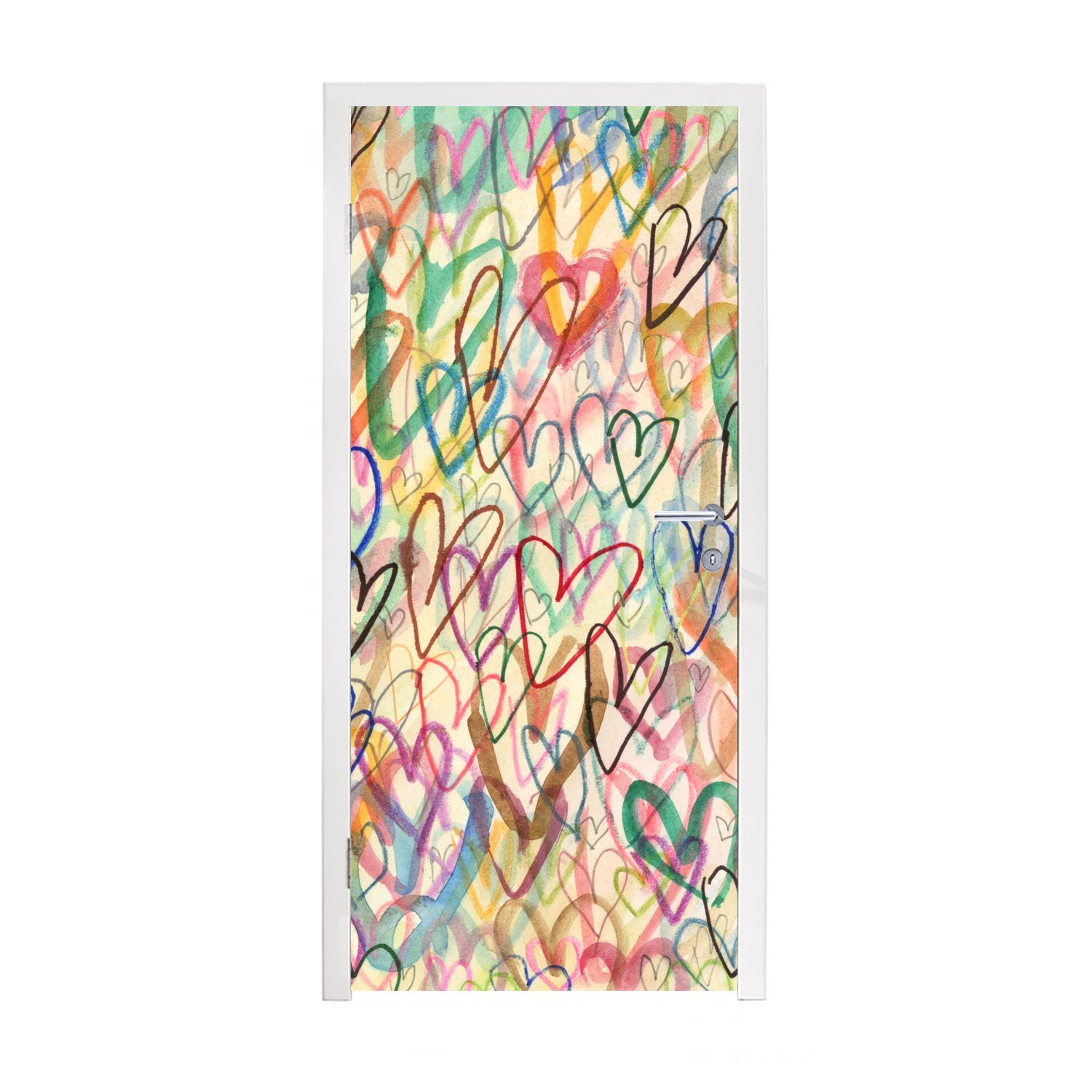 MuchoWow Türtapete Eine Illustration mit Herzen im Hintergrund, Matt, bedruckt, (1 St), Fototapete für Tür, Türaufkleber, 75x205 cm