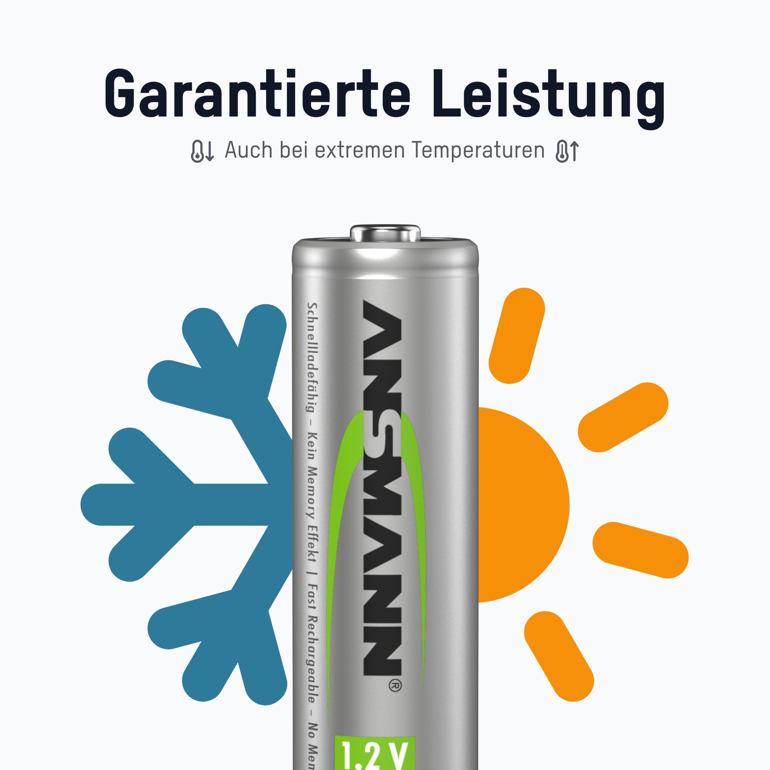 Solarlampen wiederaufladbar Akku 800mAh (1.2 Mignon 1,2V 800 6 ANSMANN® AA V) Stück, NiMH mAh für Akku