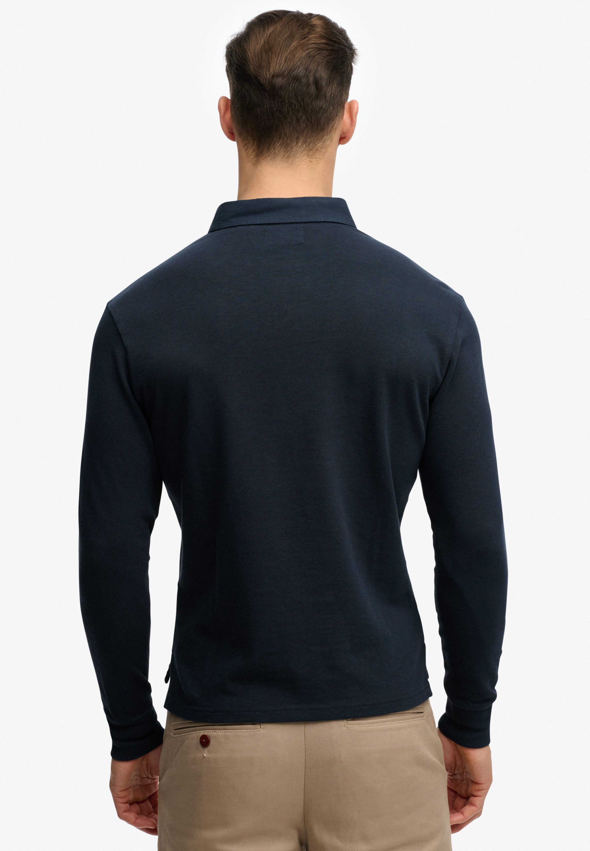Superdry Langarm-Poloshirt CLASSIC RUGBY TOP aus Baumwolle und Single Jersey, Relaxed Fit, mit kurzer Knopfleiste