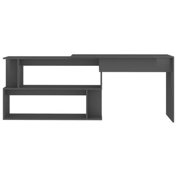 furnicato Schreibtisch Eckschreibtisch Hochglanz-Grau 200x50x76 cm Holzwerkstoff