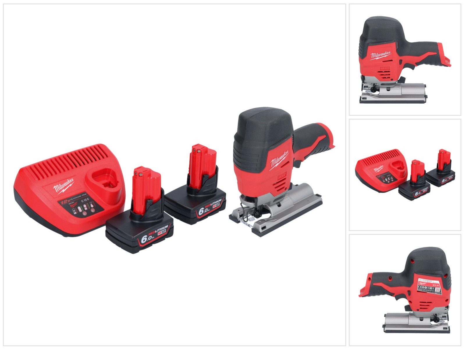 Milwaukee Akku-Stichsäge M12 JS-602 Akku Stichsäge 12 V + 2x Akku 6,0 Ah + Ladegerät