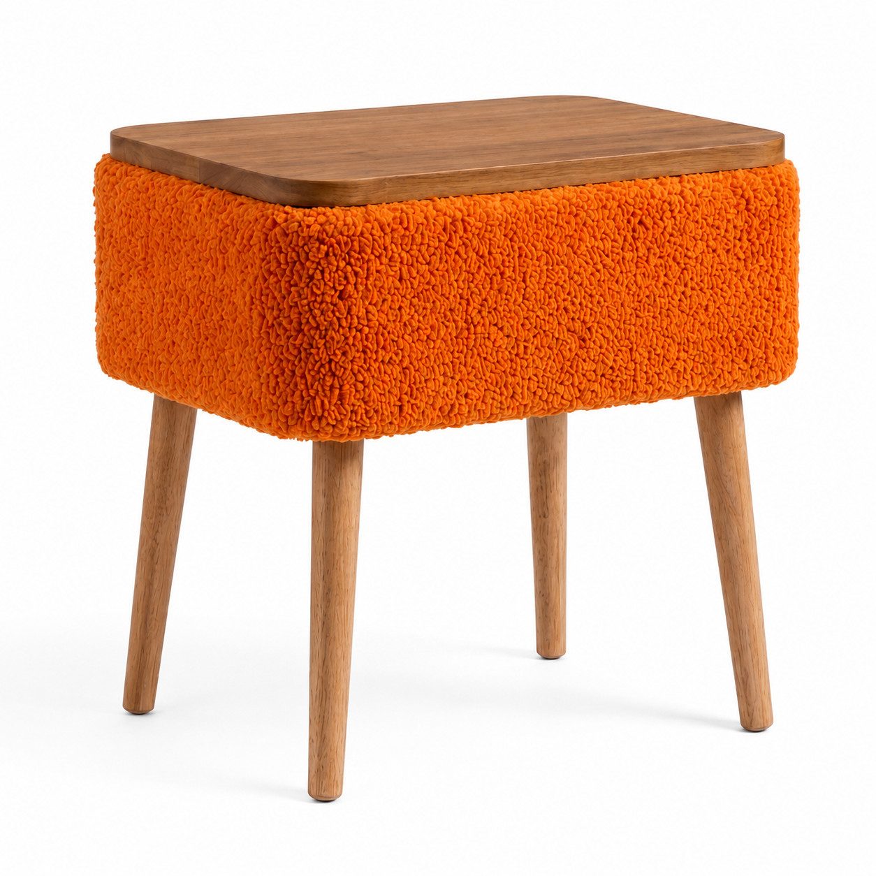 Skye Decor Nachttisch Snug Japandi (1-St), Teddy-Optik mit Buchenholzbeinen