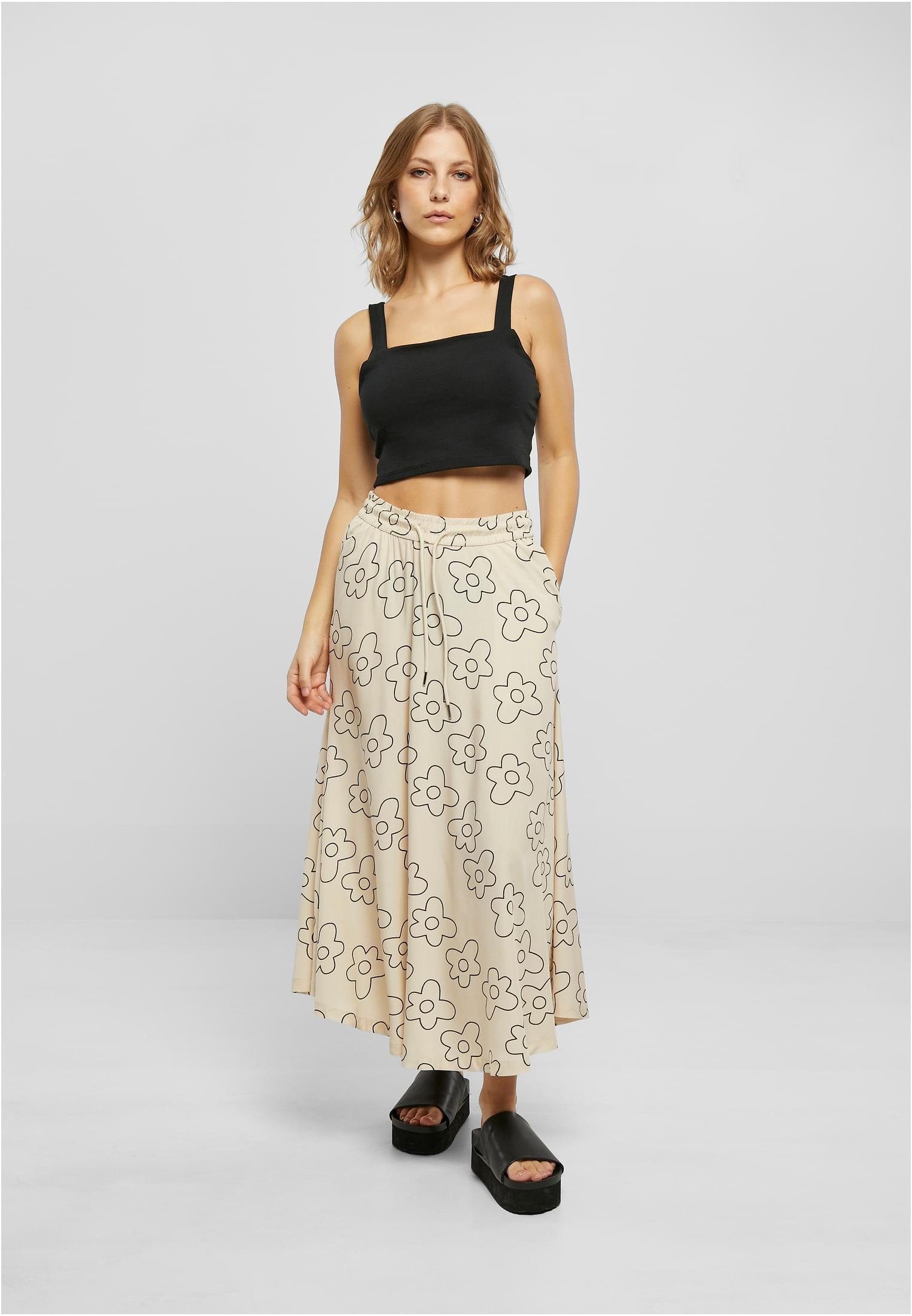 CLASSICS Skirt Jerseyrock softseagrassflower Damen URBAN Ladies Midi (1-tlg) Viscose