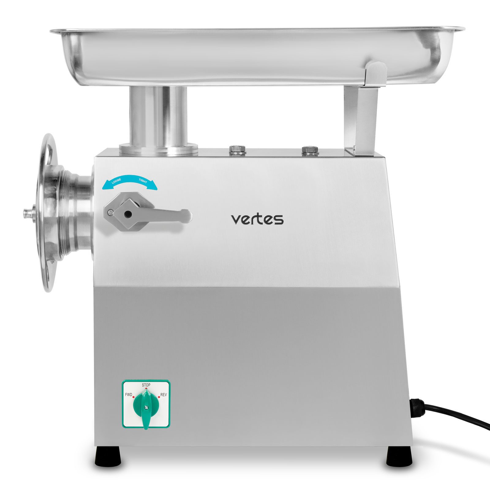 vertes Fleischwolf Faschiermaschine Elektrisch, Edelstahl, 1500W, 320 kg/h, Größe 32, Professionell f. Gastro, 2 Einfüllschalen