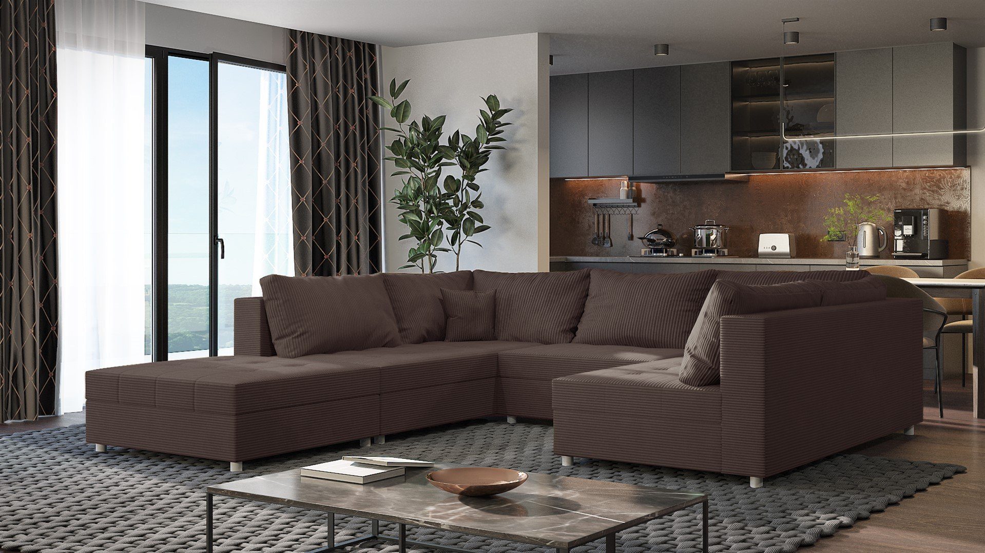 Fun Möbel Wohnlandschaft Sofa U-Form ANDRO, günstig online kaufen