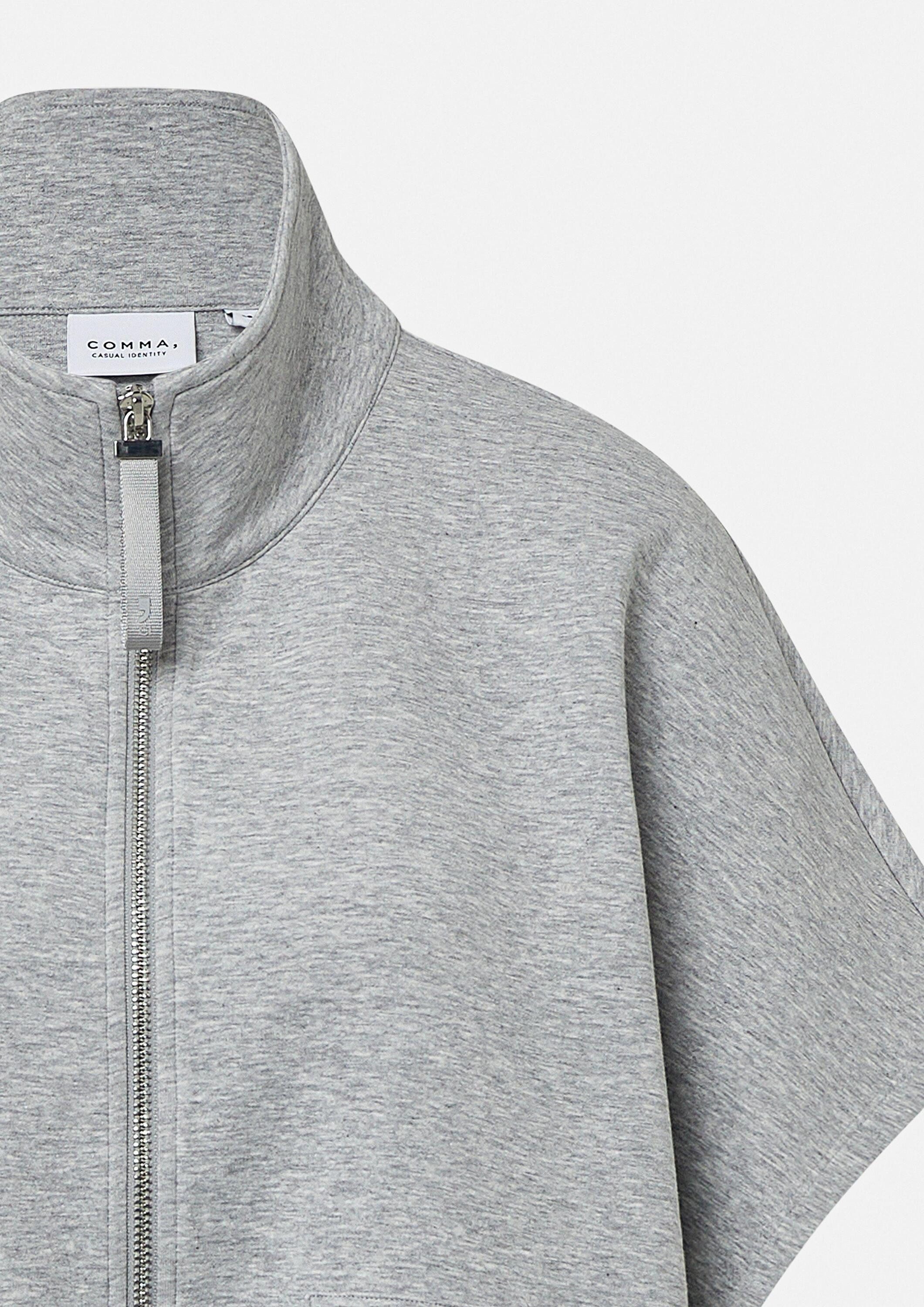 comma Sweatshirt Sweatshirt Oversized Sweatshirt-Cape mit aufgesetzten Taschen