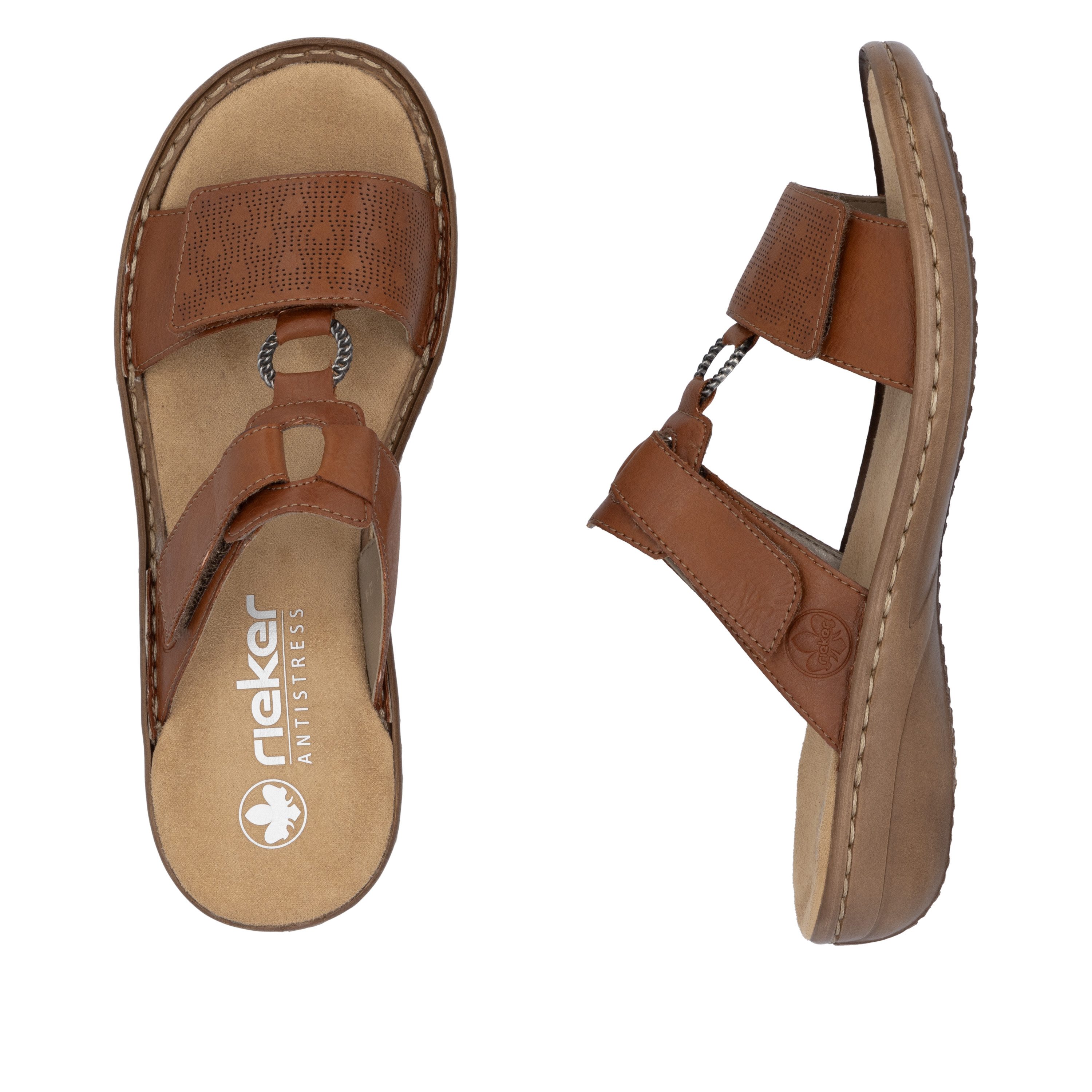 Rieker Pantolette Sommerschuh, Strandschuh, Klettschuh mit Perforation günstig online kaufen