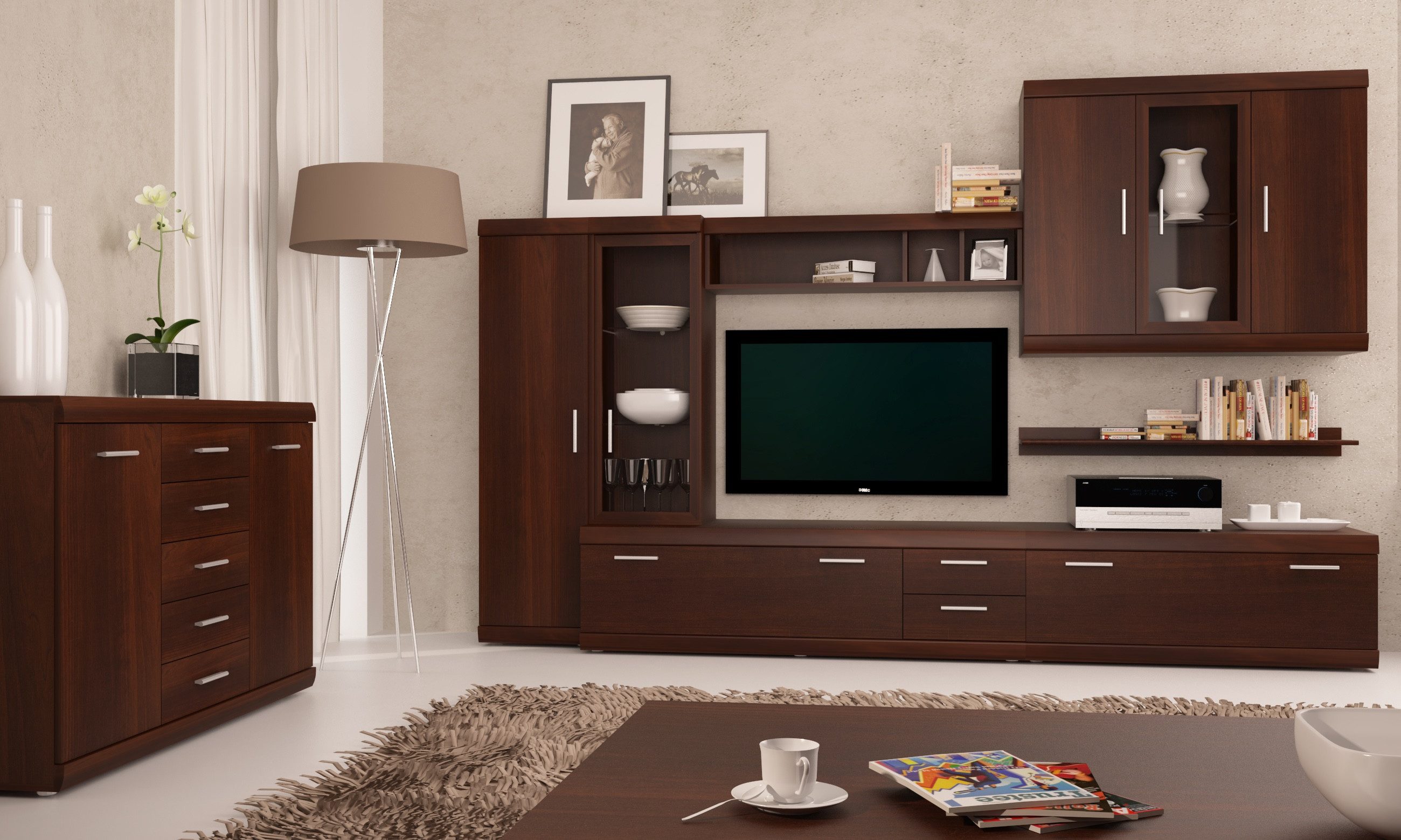 Feldmann-Wohnen Kleiderschrank Imperial (2-türig, 2 Fachböden, 2 Schubkästen, 2 Kleiderstangen, 1-St., moderne Nussbaumoptik, Kunststoffgriffe) 80x60,5x195cm Nussbaum Imperial