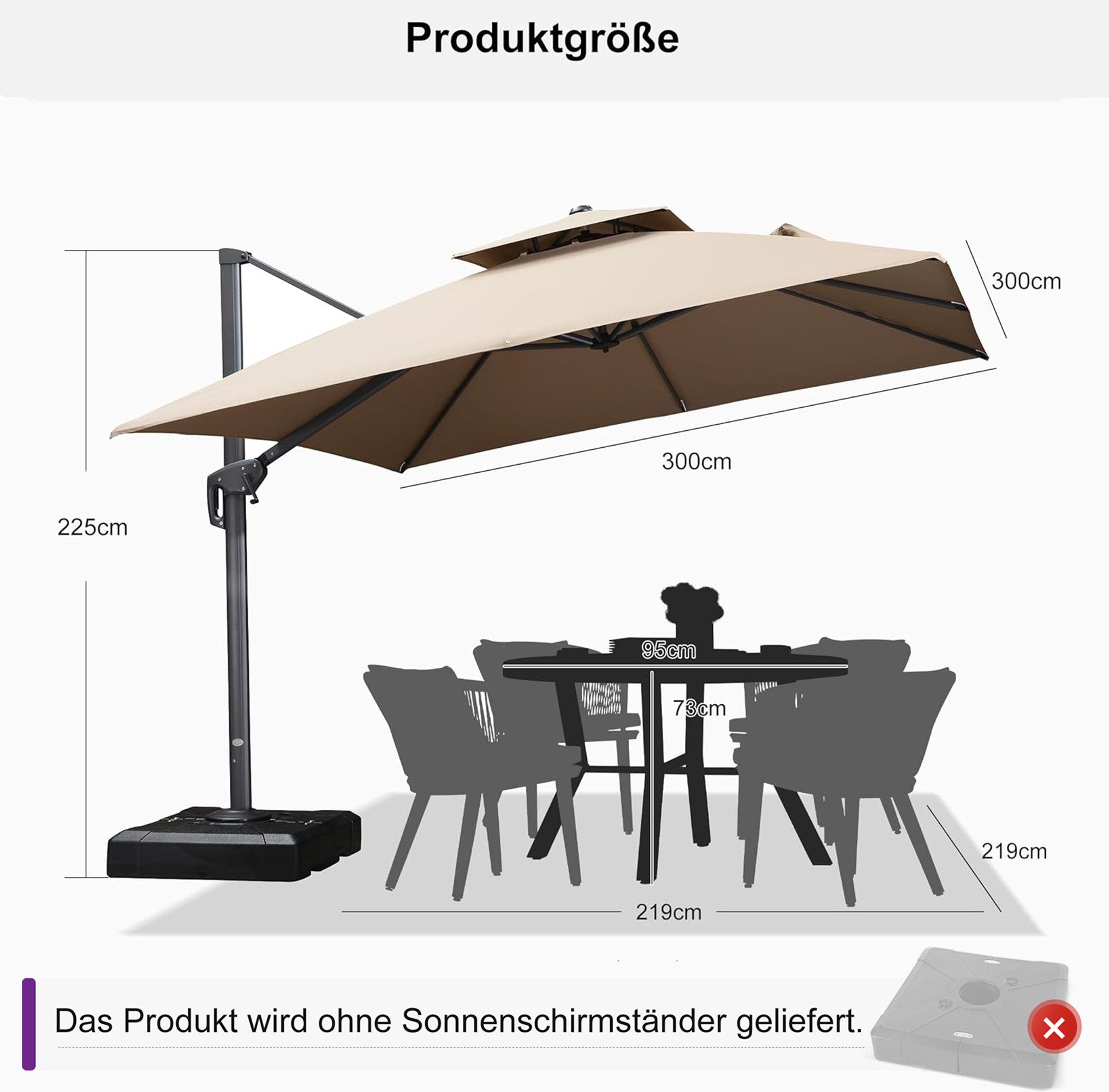 PURPLE LEAF Ampelschirm Außenbereich Alu Doppeldach günstig online kaufen