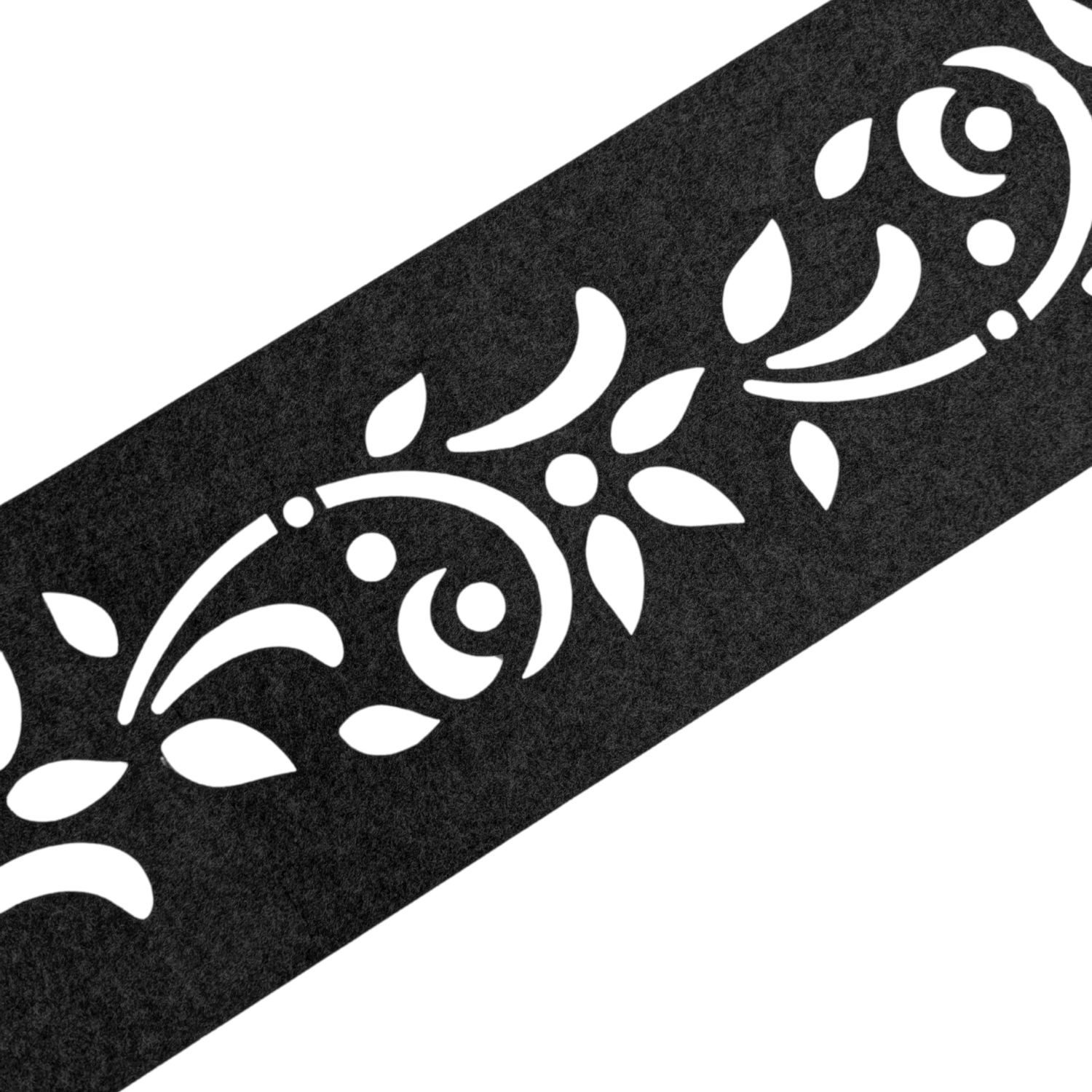 Thumbnail - zaunzu Sichtschutzstreifen Design Vlies Dekor Floral1 Einzelstreifen Schwarzgrau 2,55m, (1x Einzelstreifen, Lasermuster ...