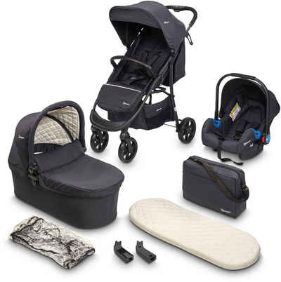 BabyGo Kombi-Kinderwagen »Style - 3in1, schwarz«, inkl. Babyschale mit Adaptern u. Wickeltasche
