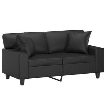 vidaXL Sofa 2-Sitzer-Sofa mit Zierkissen Schwarz 120 cm Kunstleder