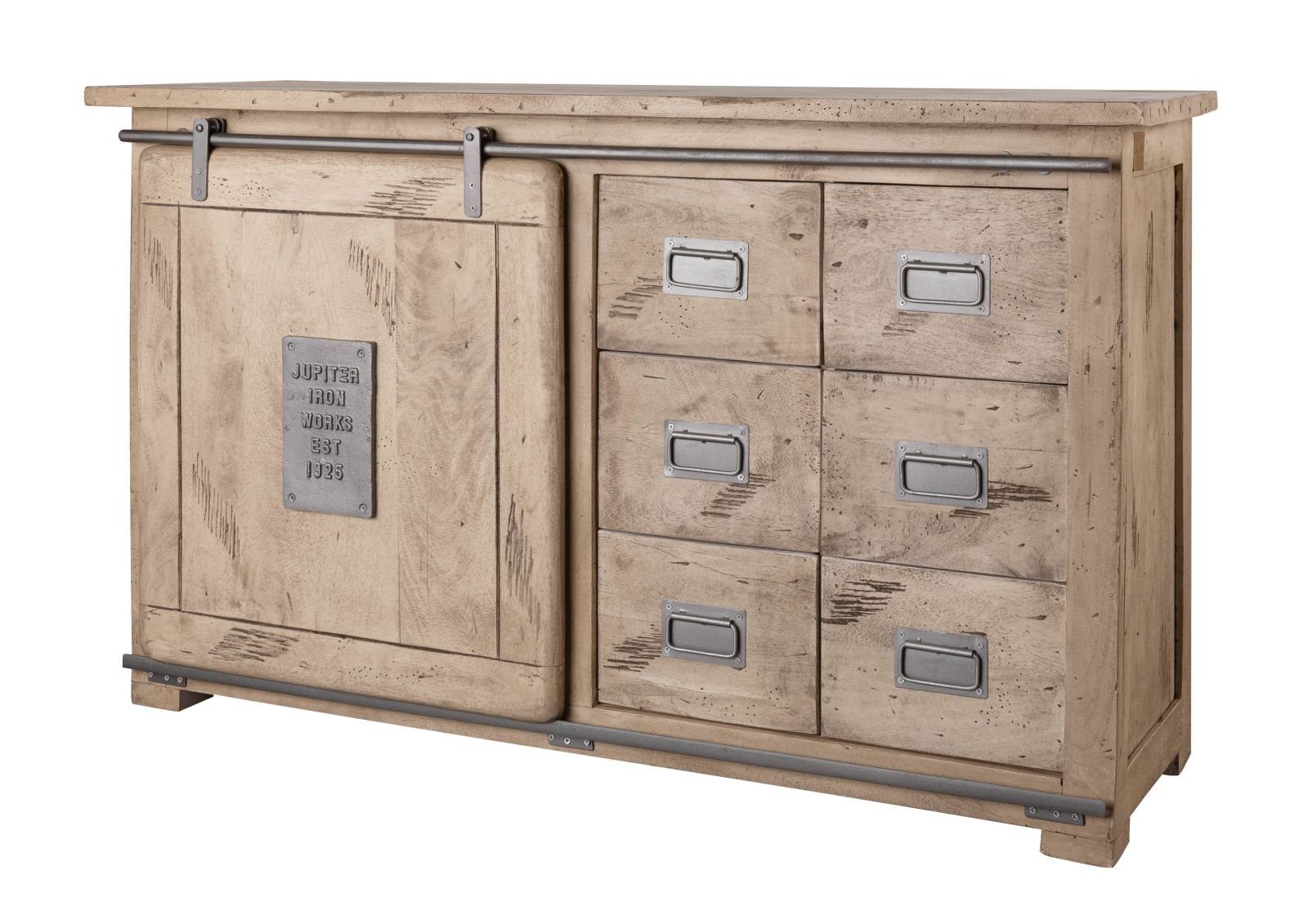 Massivmoebel24 Sideboard (Sideboard Mango 140x45x85 whitewash günstig online kaufen