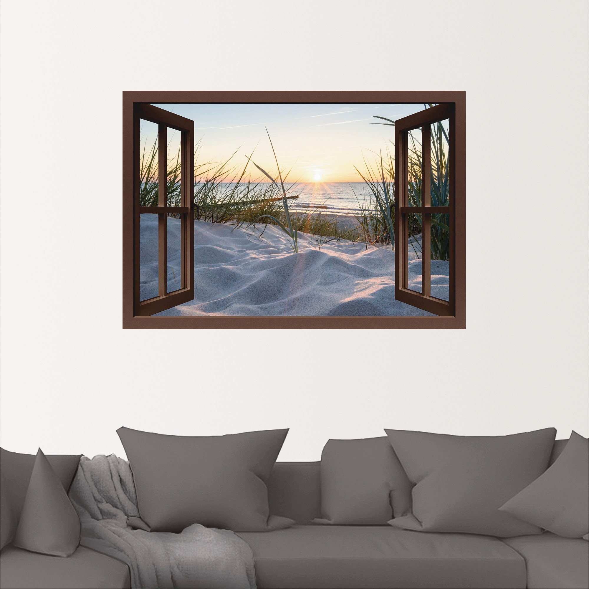 Fenster, in (1 als St), Poster Wandbild versch. Meer Leinwandbild, Ostseestrand Bilder oder Alubild, Artland Größen durchs Wandaufkleber