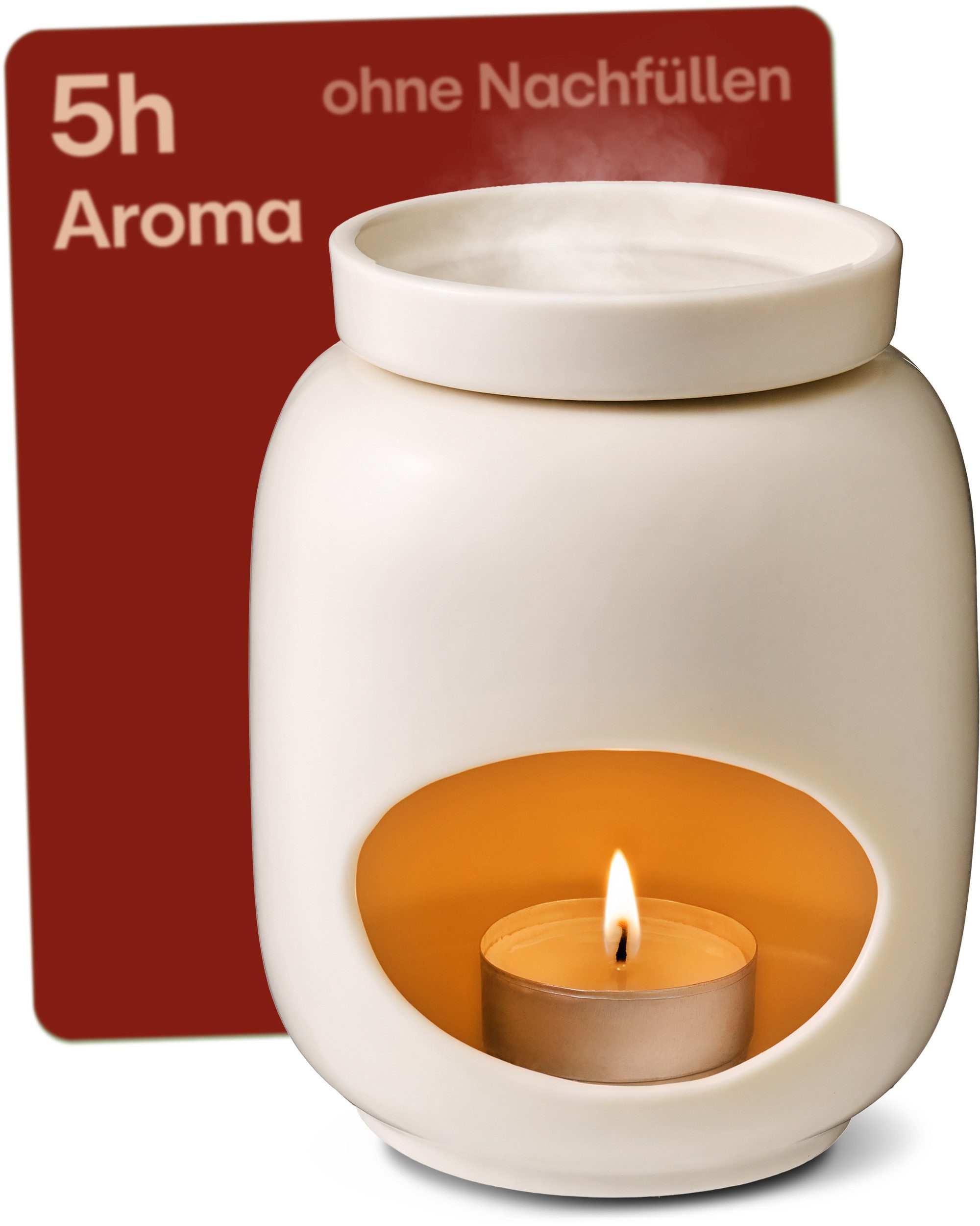 Praknu Duftlampe Duftlampe Keramik 100ml – Teelicht Aromalampe für Öle & Duftwachs (Einzelartikel, 1 St., 1 x Praknu Teelicht Duftlampe Keramik 100 ml – Verdampfen für Öle), Sanftes Verdampfen & Langanhaltender Duft – Diffuser Stövchen