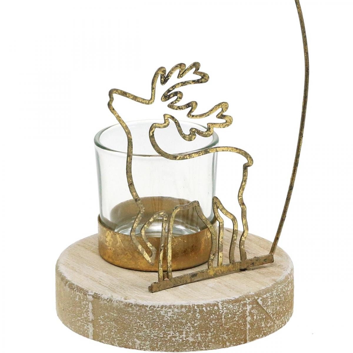 Florists Products Kerzenhalter Teelichthalter Rentier Weihnachtsstern Metall Deko Gold Ø10cm