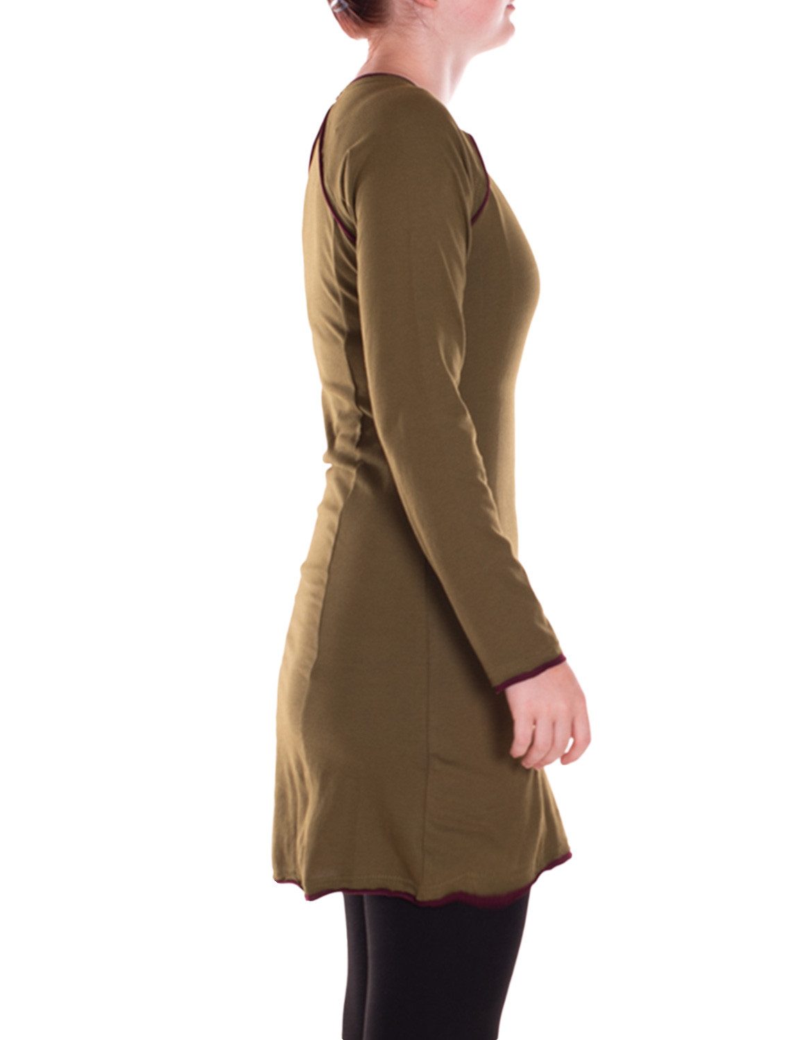 Vishes A-Linien-Kleid Damen Kleid Baumwolle Casual Rundhalsausschnitt langarm einfarbig Alternative Bekleidung, Ethno, Hippie, Retro Style