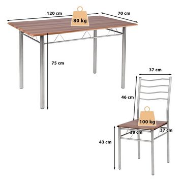 COSTWAY Esstisch (5-St), Küchentisch mit 4 Stühlen, mit hoher Rückenlehne