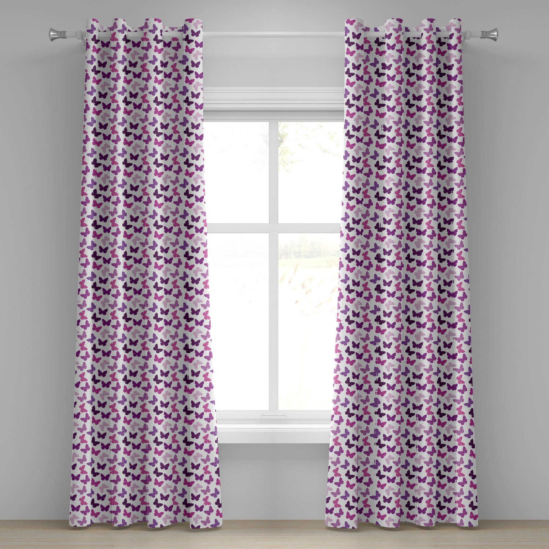 Gardine Dekorative 2-Panel-Fenstervorhänge für Schlafzimmer Wohnzimmer, Abakuhaus, Schmetterling Abstrakte Retro Frühling