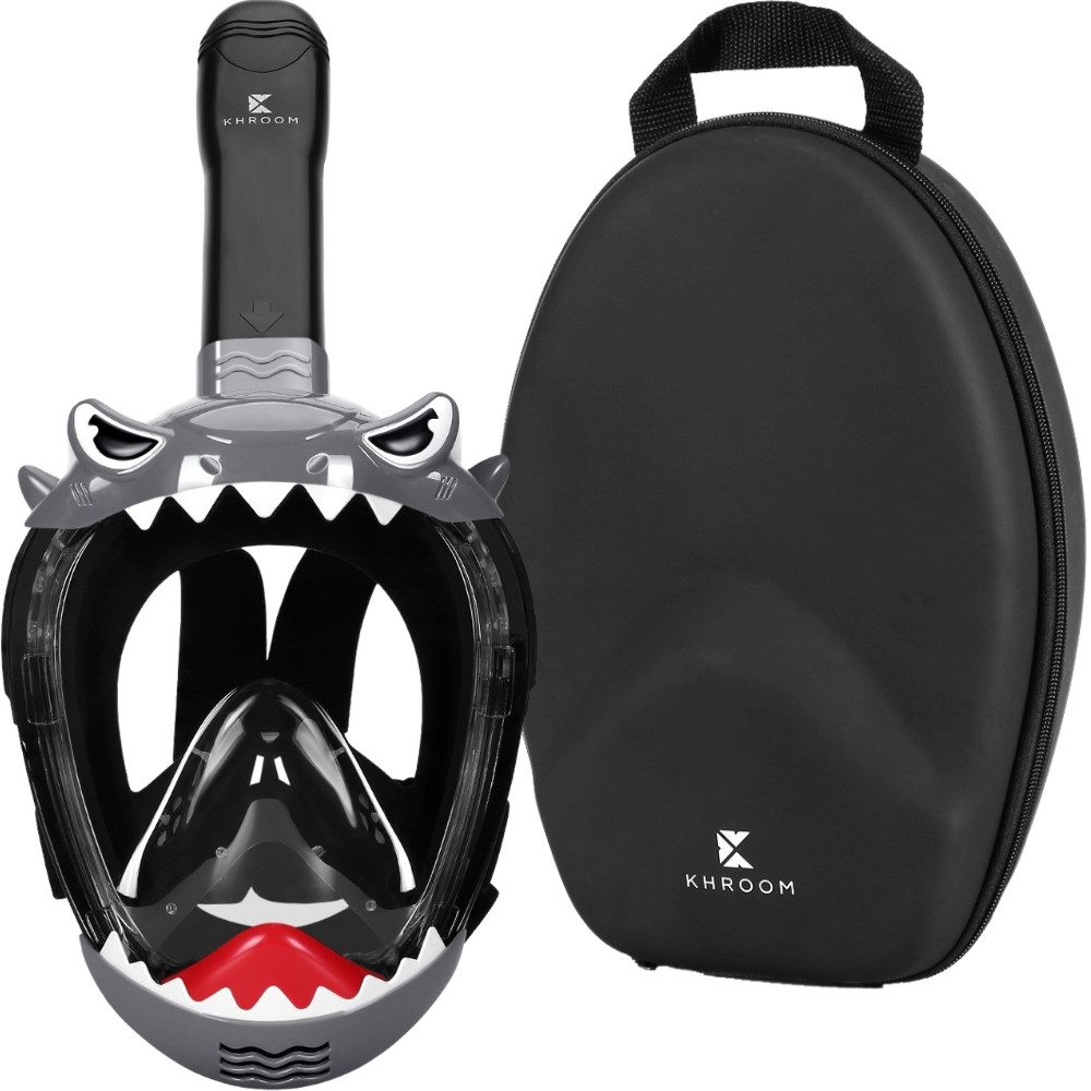 Khroom Трубка Трубкаmaske für Kinder ab 3 J., Vollgesichtsmaske zum Трубкаn (Vollmaske, Hai / Einhorn), Co2 sicher