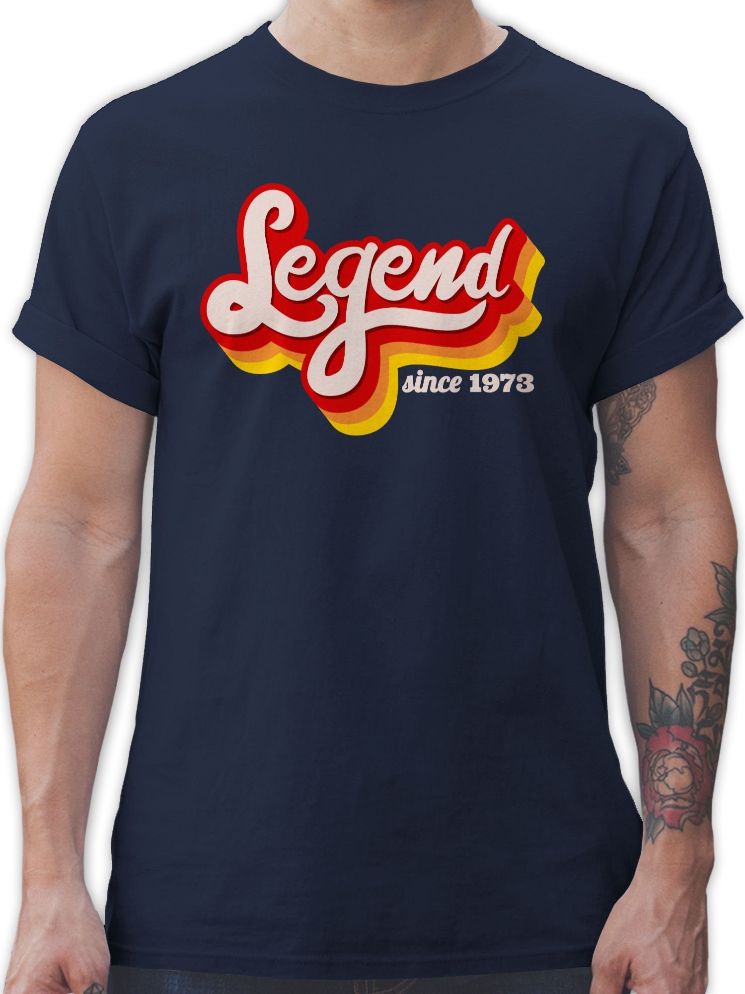 Shirtracer T-Shirt Legend since 1973 Geburtstag Blau Navy Fünfzig 1 50. Retro