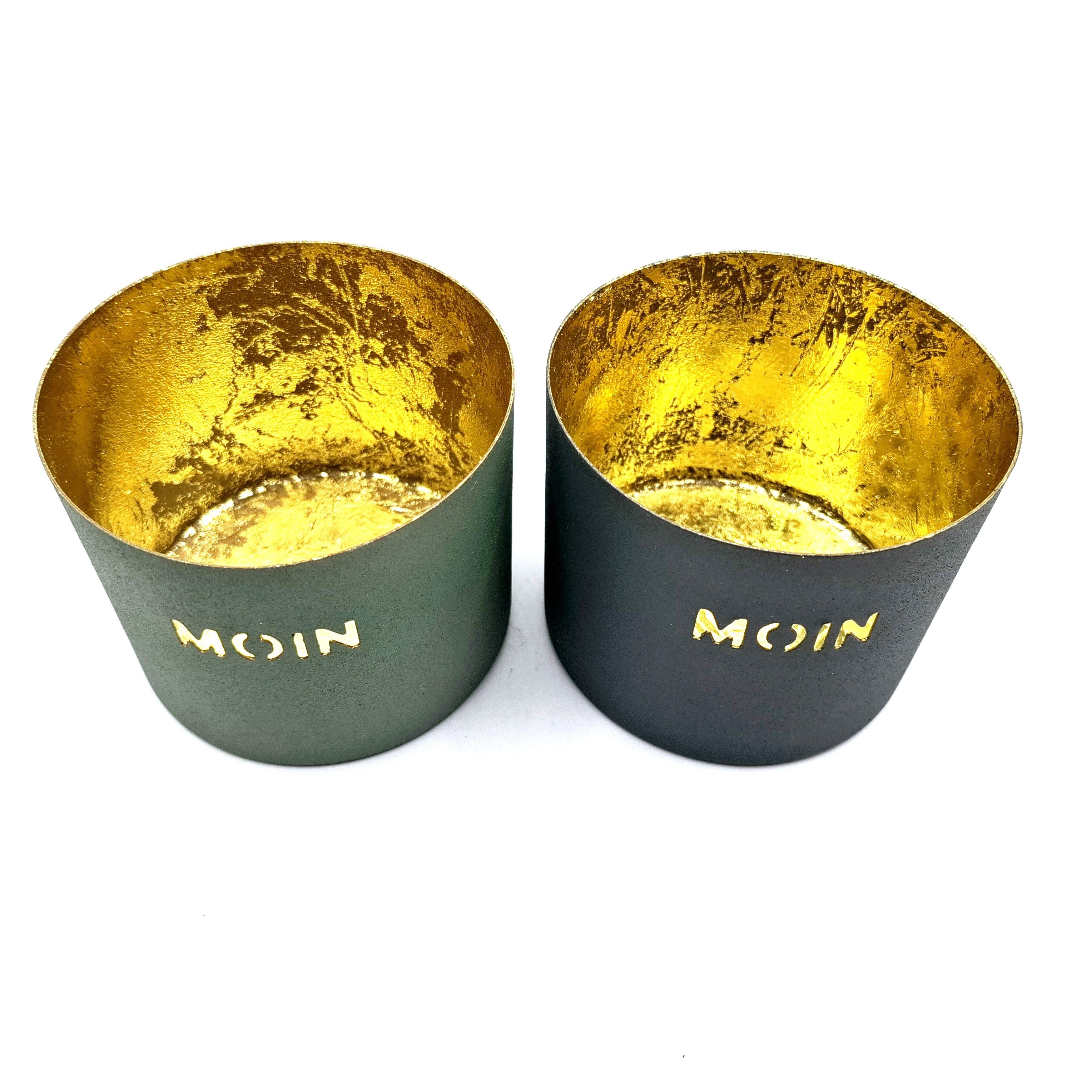 Vosteen Windlicht Moin Moin Übertopf Tischdekoration aus Eisen für Kerzen und Pfanzen (2, Geschenkidee für Freunde und Familie), Wetterfest mit Kratzschutz