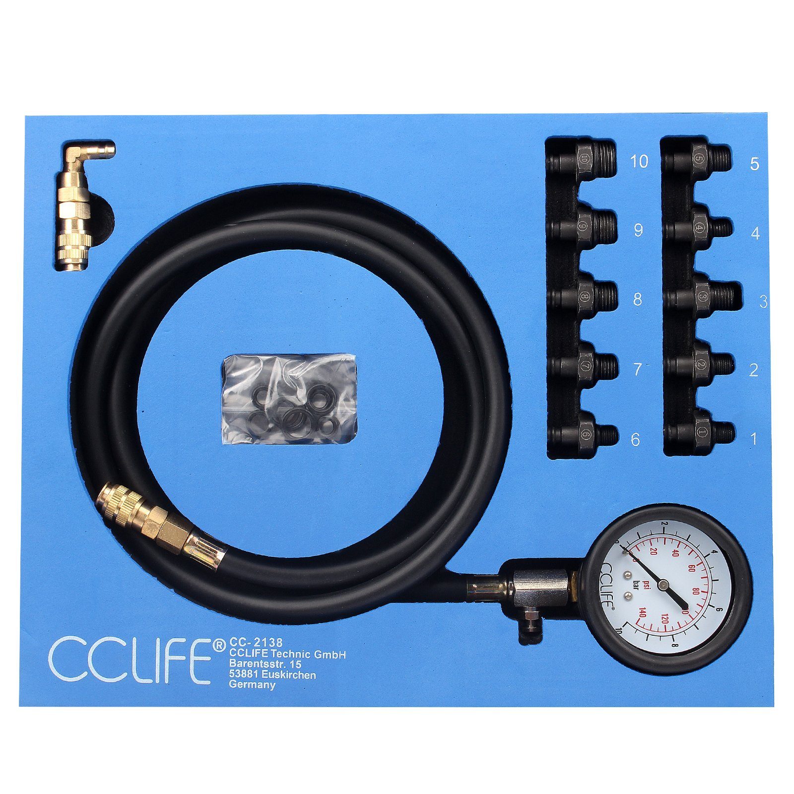 CCLIFE Kassettenabzieher Öl-Meßgerät Öldruckmesser Öldruckprüfer Set Werkzeug Öldrucktester