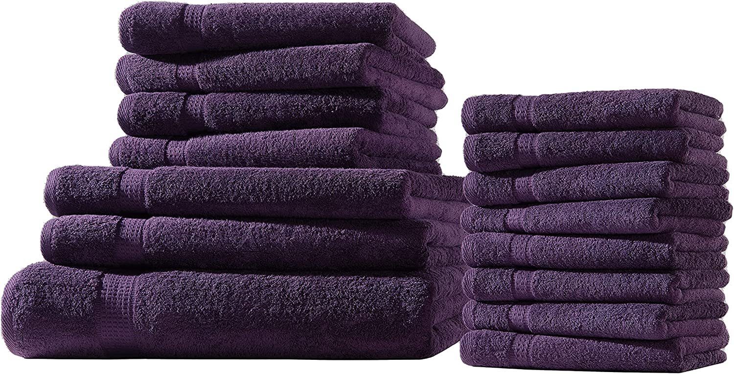 Handtuch Frotteeware Uni Handtuchset, Handtücher mit Bordüre 100% Baumwolle