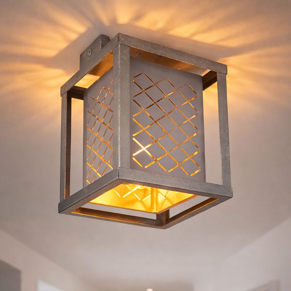 GLOBO LIGHTING Deckenleuchte, Leuchtmittel nicht inklusive, Deckenleuchte Metall Textil silber Dimmbar H 22,5 cm Dekorst
