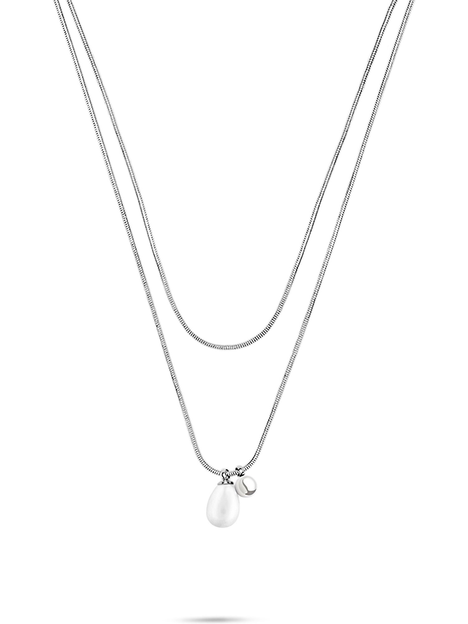 Silberkette S.Oliver Damen-Kette Edelstahl, Perle Kunstperle