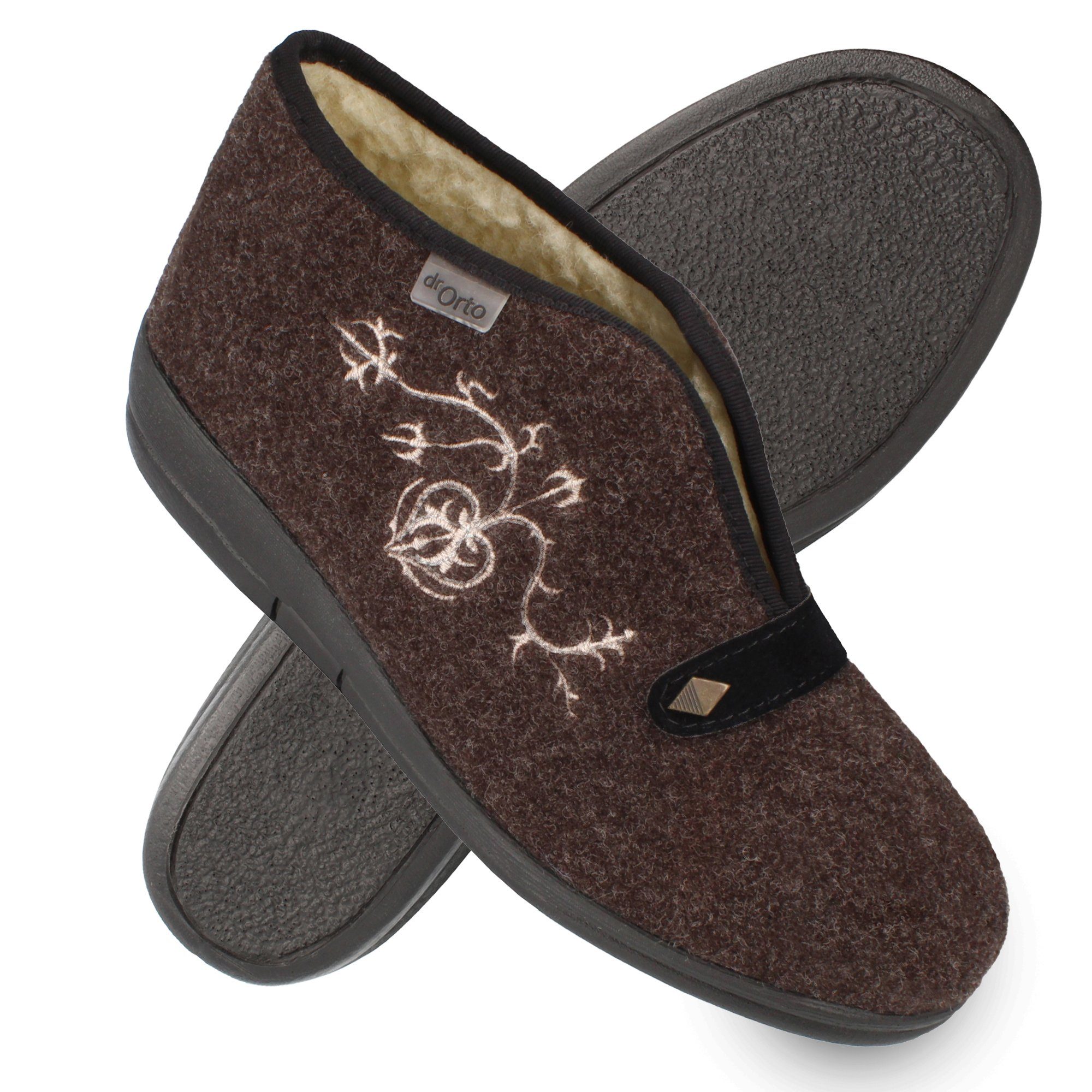 Dr. Orto Wien gefütterte Damen Hausschuh Winterstiefel, Hüttenschuhe, mit Schafwolle gefüttert