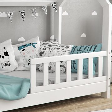VitaliSpa® Kinderbett Kinderhausbett 70x140cm WIKI Weiß Matratze