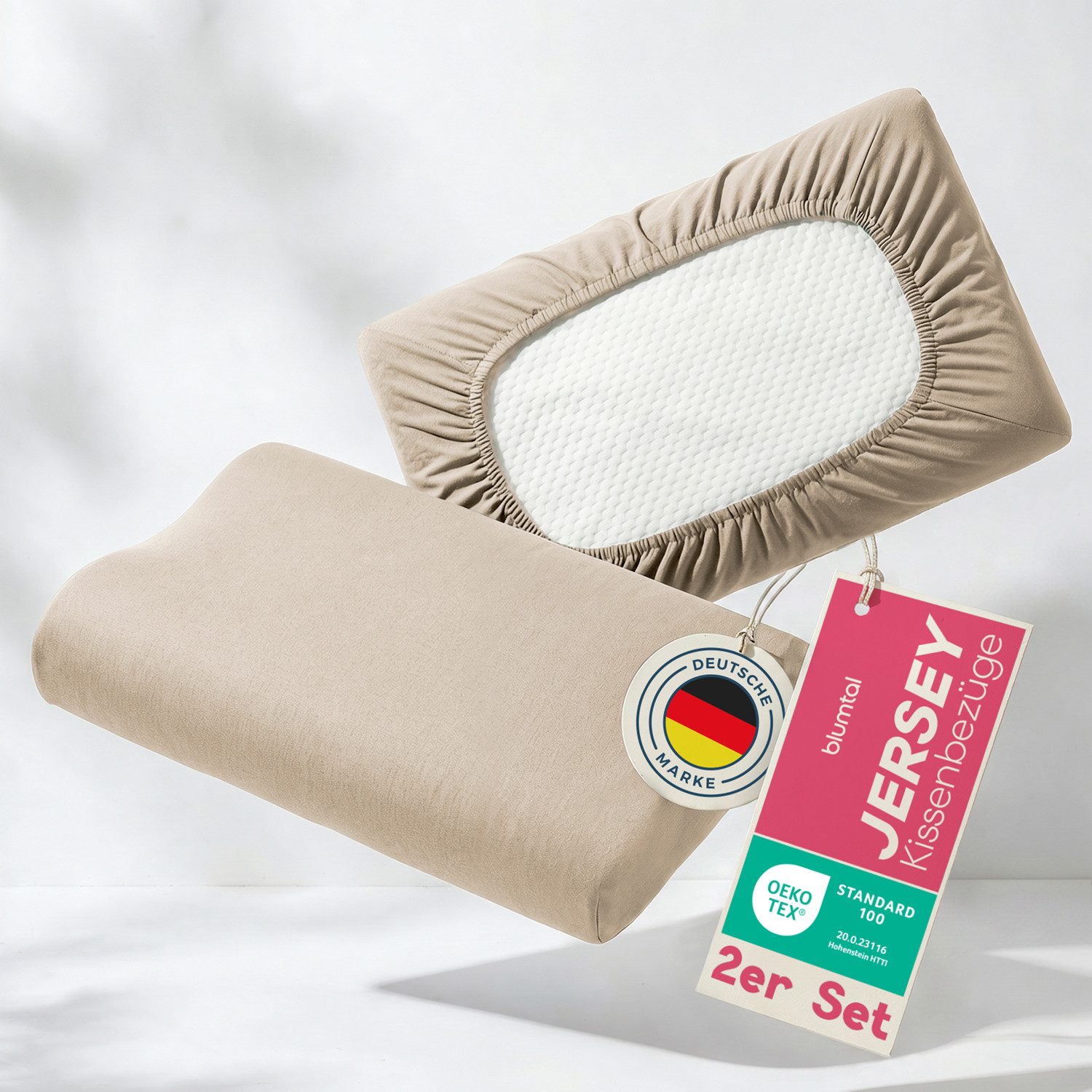 Blumtal Kissenbezug 2er Kissenbezug für Gesundheitskissen aus 95% Baumwolle + 5% Elasthan, (2 Stück), passend für 50-70 cm Breite, 30-45 cm Länge, 10-15 cm Höhe