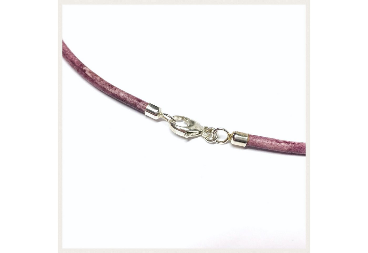Thumbnail - Edelschmiede925 Kautschukband altrosa Lederhalsband für unisex 925 Sterling Silber Verschluß 42cm