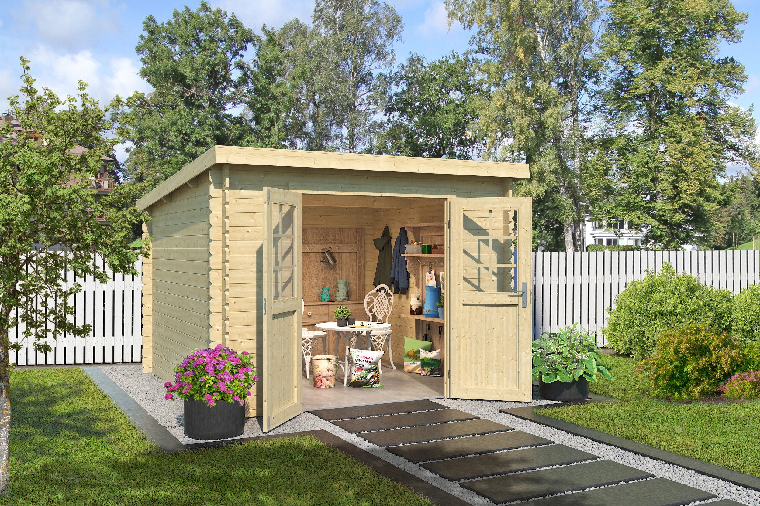 LASITA MAJA Gartenhaus San Jose 275, BxT: 295x314 cm, Blockbohlenhaus 28mm