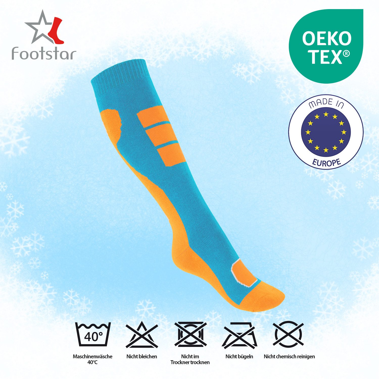 Footstar Thermosocken Bunte Kinder Outdoor Kniestrümpfe (6 Paar) Thermo Strümpfe