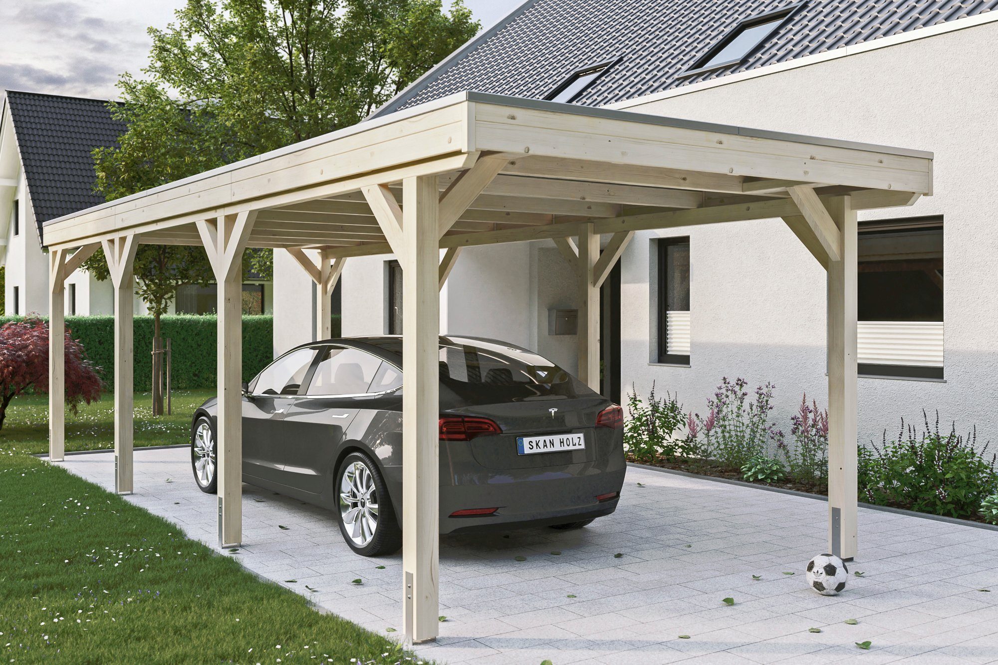 Skanholz Einzelcarport Grunewald, BxT: 321x796 cm, 289 Aluminiumdach cm Einfahrtshöhe, mit