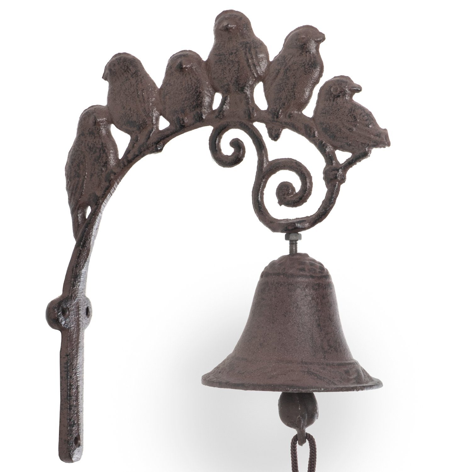 Glocke (Wandglocke), Antik Türglocke Moritz Familie, Vogelfamilie Gartenfigur Gusseisen Klingel Gong Wandglocke Vögel Landhaus