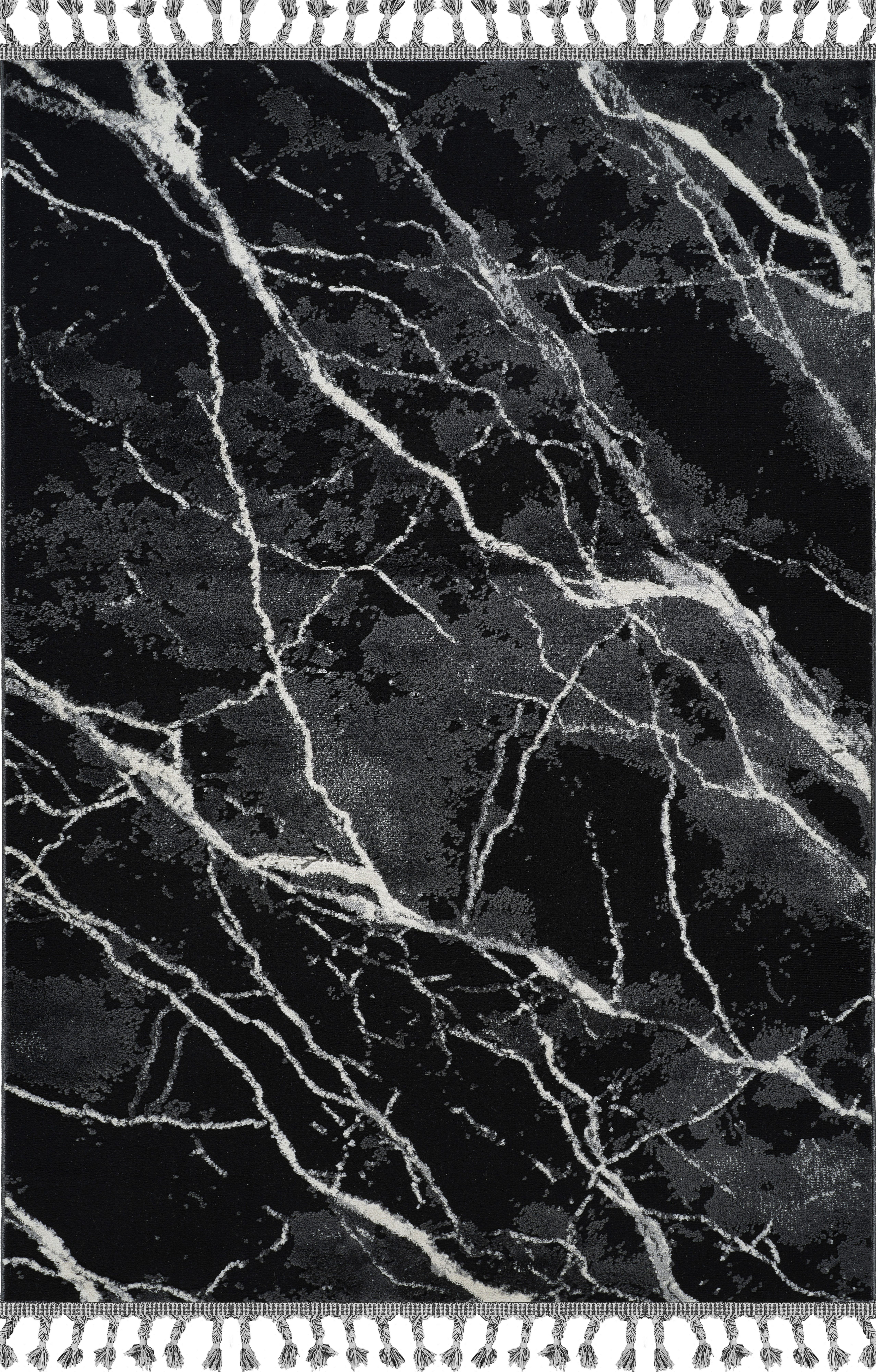 my home Teppich Zoe, rechteckig, Höhe: 11 mm, mit Fransen, modernes Marmor-Design, Wohnzimmer, Schlafzimmer