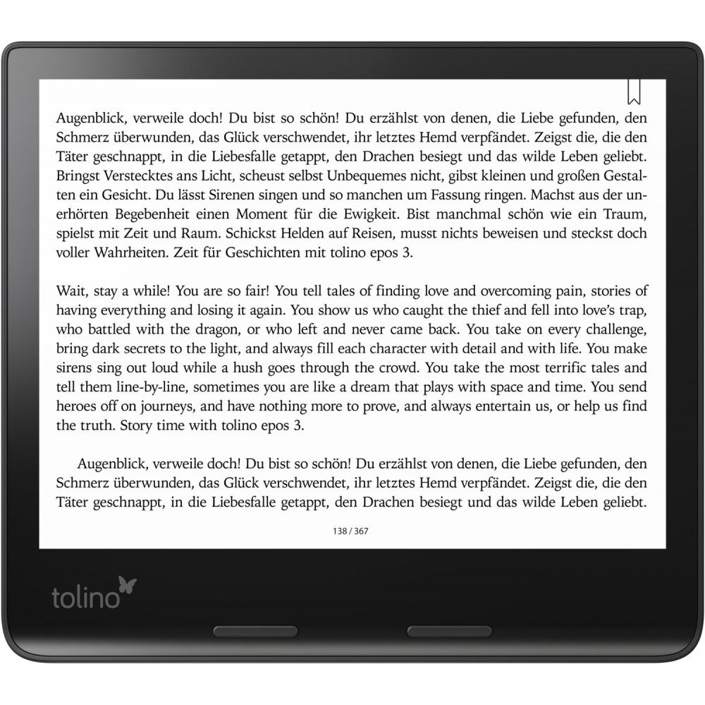 Tolino Tolino epos 3 E-Book Reader mit 8-Zoll-Display. E-Book (8 Zoll", 32 GB, E-Ink-Display)
