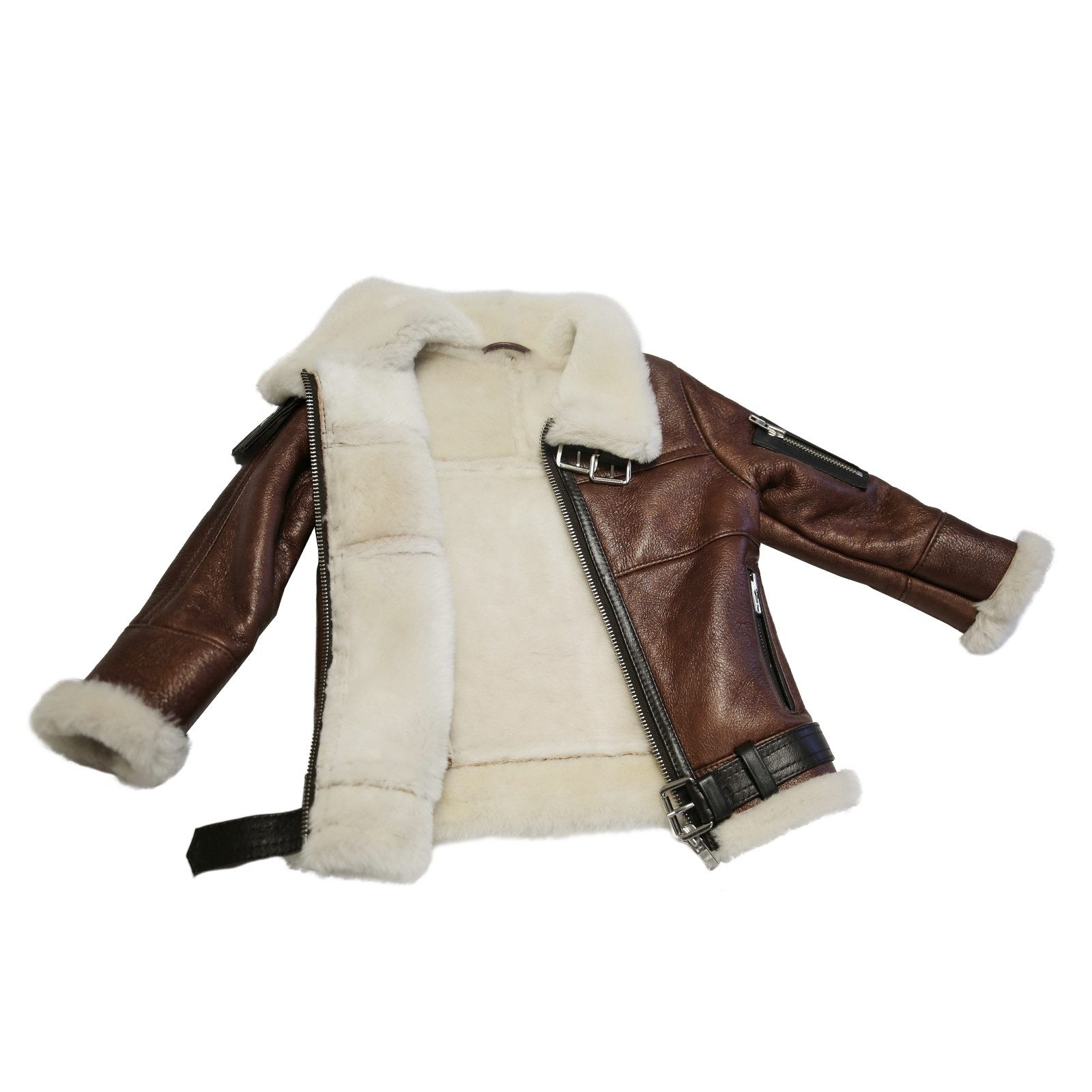Hollert Winterjacke Kinder Lammfelljacke Dumbo Cognac