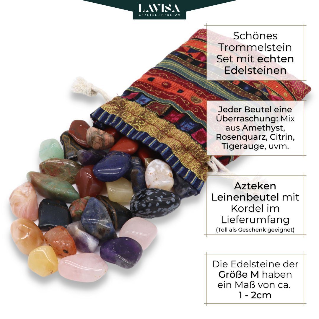 LAVISA Mineralstein Trommelsteine Mischung, Edelsteine Kristalle, 100% Mineralsteine, Edelstein Trommelstein sammelstein Kinder Heilstein