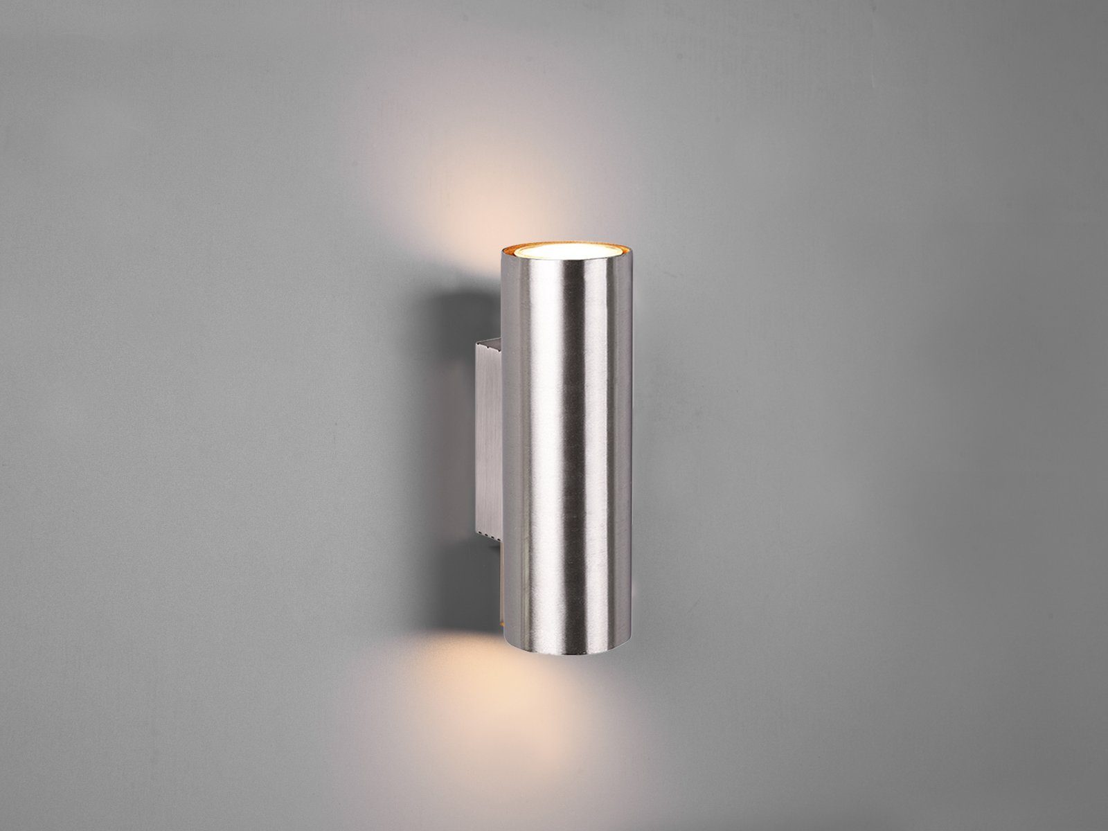 TRIO Leuchten LED Wandleuchte, Dimmfunktion, LED wechselbar, Warmweiß, innen, kleine Updown Wand-strahler Treppenaufgang, Silber, Höhe 18cm