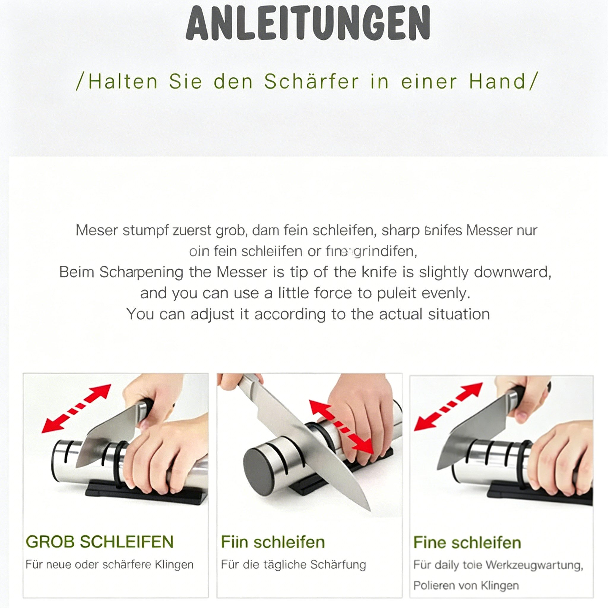 Toomoke Messerschärfer Messerschärfer Rollschleifer mit 3 Stufen Rutschfester Boden, 3 Stufen Messerschärfer Moderne Rollschleifer manuelle Funktionsweise – Bild 5 von 5